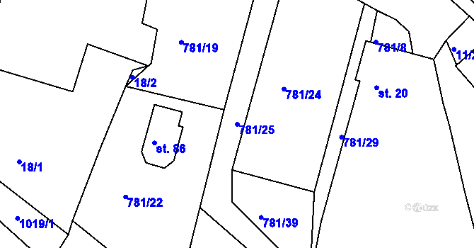 Parcela st. 781/25 v KÚ Borek u Tachova, Katastrální mapa