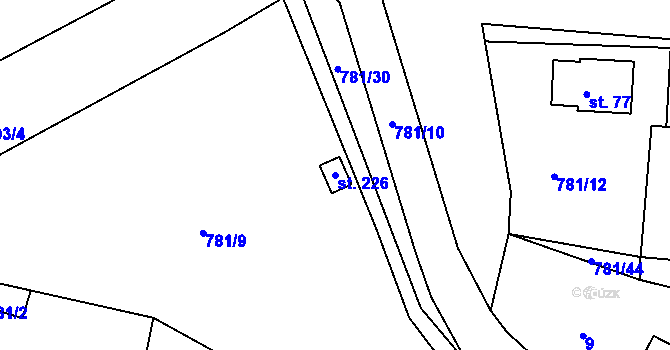 Parcela st. 226 v KÚ Borek u Tachova, Katastrální mapa