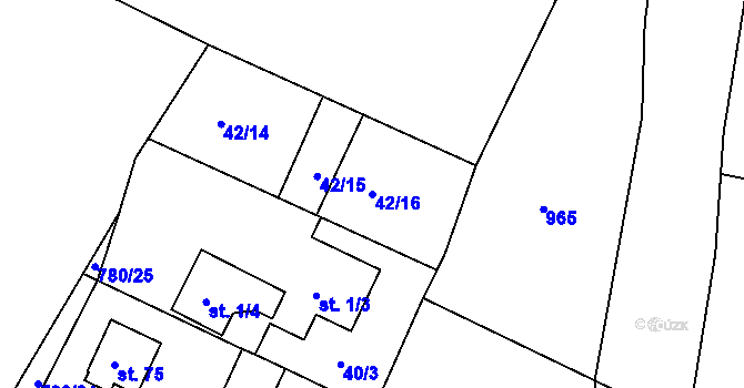 Parcela st. 42/16 v KÚ Borek u Tachova, Katastrální mapa