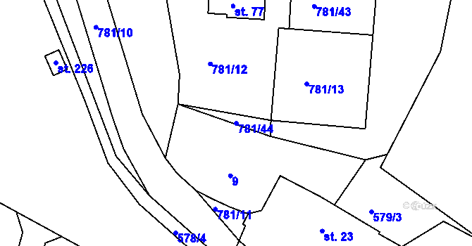Parcela st. 781/44 v KÚ Borek u Tachova, Katastrální mapa