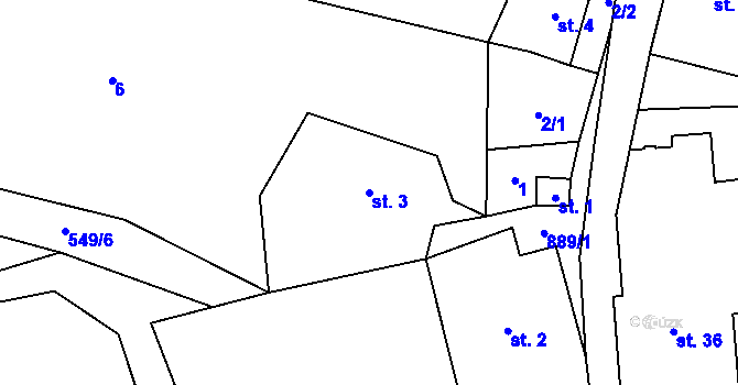 Parcela st. 3 v KÚ Bečkov, Katastrální mapa