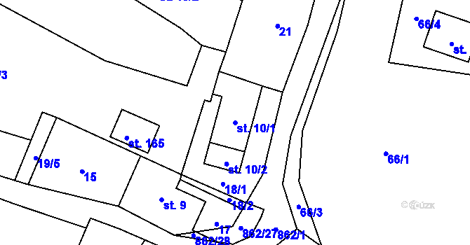 Parcela st. 10/1 v KÚ Bečkov, Katastrální mapa