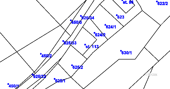 Parcela st. 113 v KÚ Bečkov, Katastrální mapa