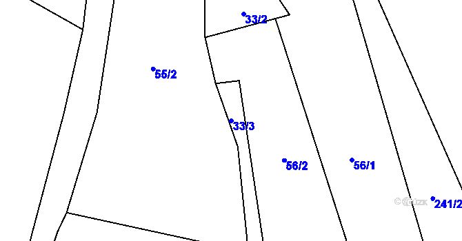 Parcela st. 33/3 v KÚ Bečkov, Katastrální mapa