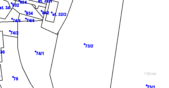Parcela st. 73/2 v KÚ Bečkov, Katastrální mapa