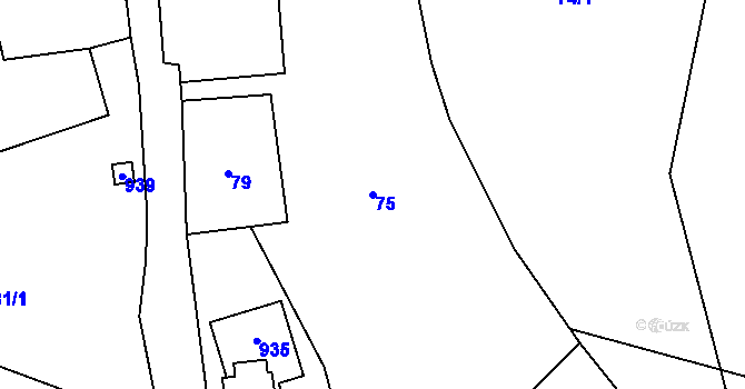 Parcela st. 75 v KÚ Bečkov, Katastrální mapa