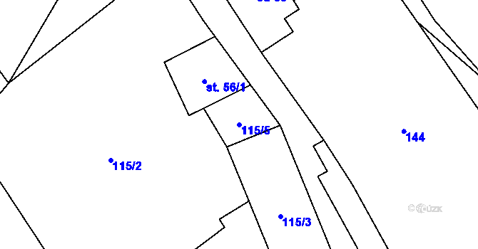 Parcela st. 115/5 v KÚ Bečkov, Katastrální mapa