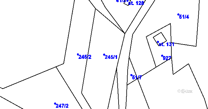 Parcela st. 245/1 v KÚ Bečkov, Katastrální mapa