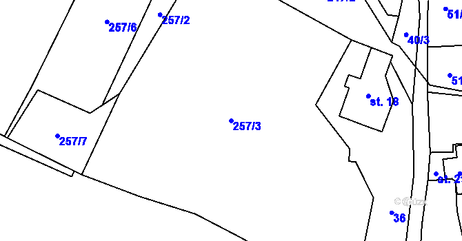 Parcela st. 257/3 v KÚ Bečkov, Katastrální mapa