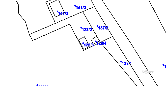 Parcela st. 128/3 v KÚ Bečkov, Katastrální mapa