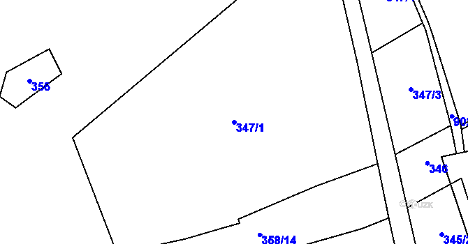 Parcela st. 347/1 v KÚ Bečkov, Katastrální mapa