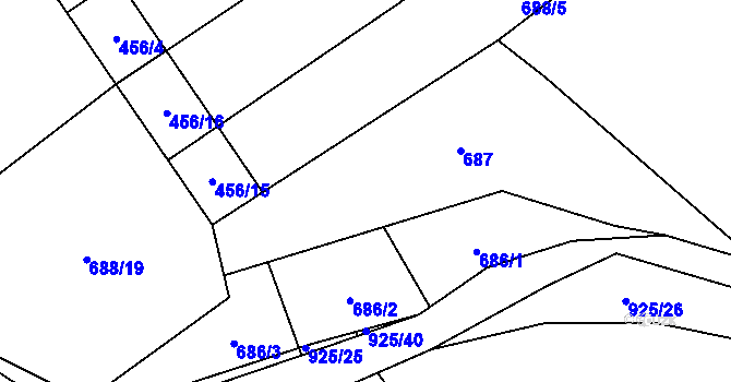 Parcela st. 688/4 v KÚ Bečkov, Katastrální mapa