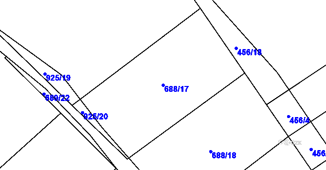 Parcela st. 688/17 v KÚ Bečkov, Katastrální mapa