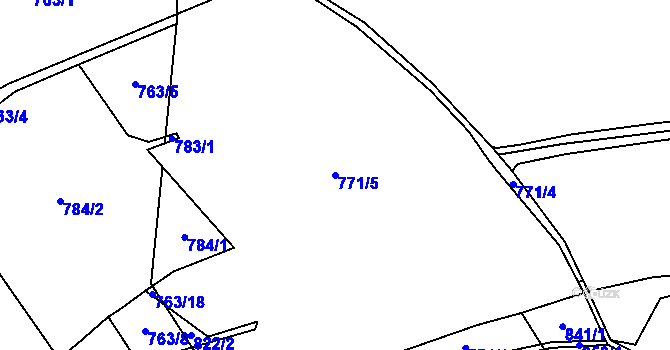 Parcela st. 771/5 v KÚ Bečkov, Katastrální mapa