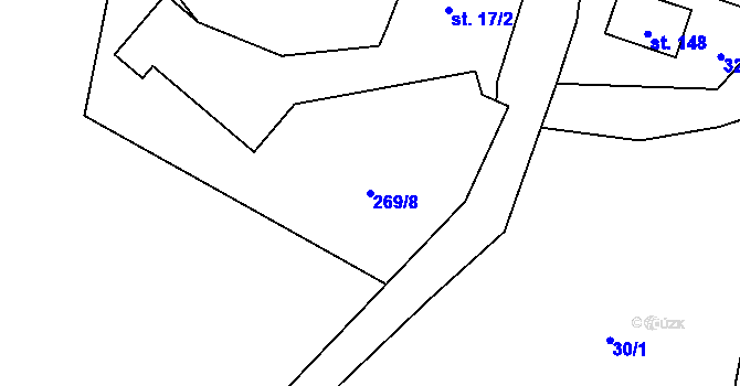 Parcela st. 269/8 v KÚ Bečkov, Katastrální mapa
