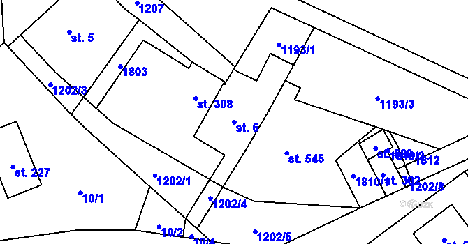 Parcela st. 6 v KÚ Bernartice, Katastrální mapa