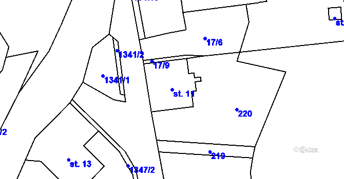 Parcela st. 11 v KÚ Bernartice, Katastrální mapa