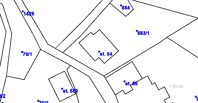 Parcela st. 54 v KÚ Bernartice, Katastrální mapa