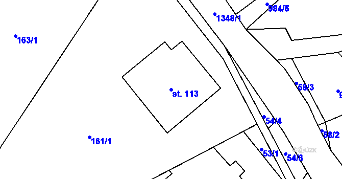 Parcela st. 113 v KÚ Bernartice, Katastrální mapa
