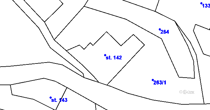Parcela st. 142 v KÚ Bernartice, Katastrální mapa
