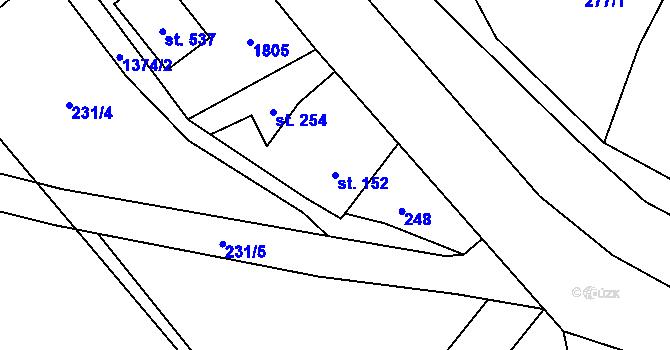 Parcela st. 152 v KÚ Bernartice, Katastrální mapa