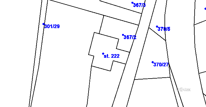 Parcela st. 222 v KÚ Bernartice, Katastrální mapa