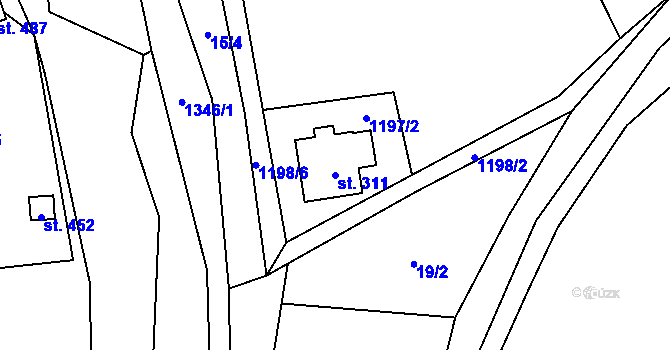 Parcela st. 311 v KÚ Bernartice, Katastrální mapa