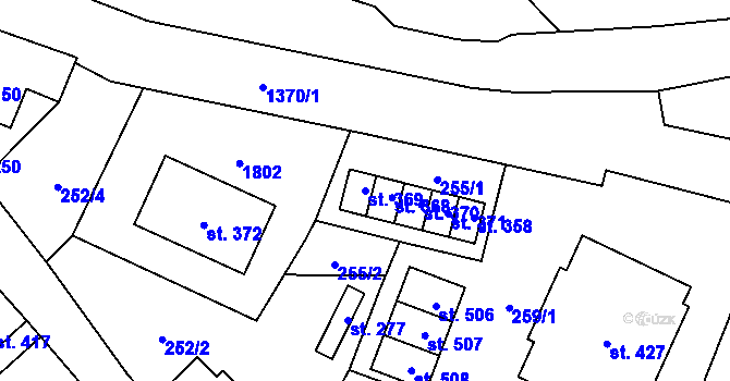Parcela st. 369 v KÚ Bernartice, Katastrální mapa