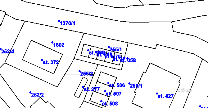 Parcela st. 370 v KÚ Bernartice, Katastrální mapa