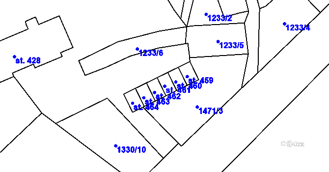 Parcela st. 461 v KÚ Bernartice, Katastrální mapa
