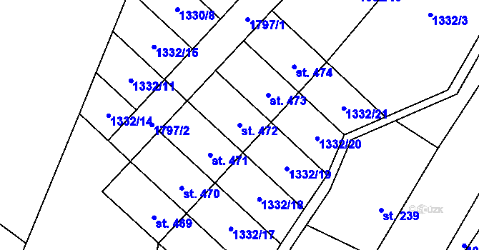 Parcela st. 472 v KÚ Bernartice, Katastrální mapa