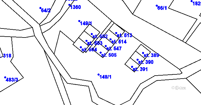 Parcela st. 505 v KÚ Bernartice, Katastrální mapa