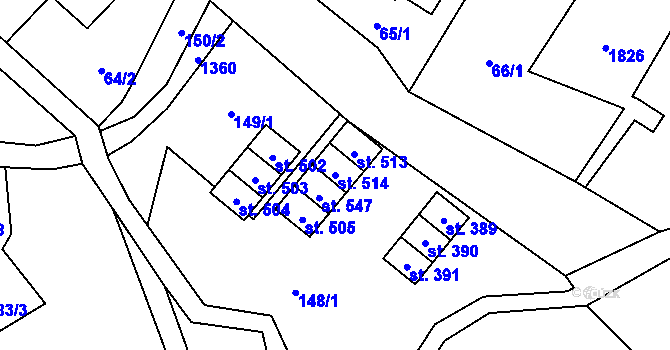 Parcela st. 514 v KÚ Bernartice, Katastrální mapa