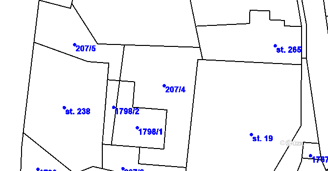 Parcela st. 207/4 v KÚ Bernartice, Katastrální mapa