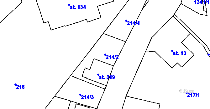Parcela st. 214/2 v KÚ Bernartice, Katastrální mapa