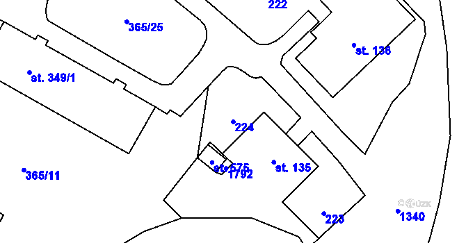 Parcela st. 224 v KÚ Bernartice, Katastrální mapa