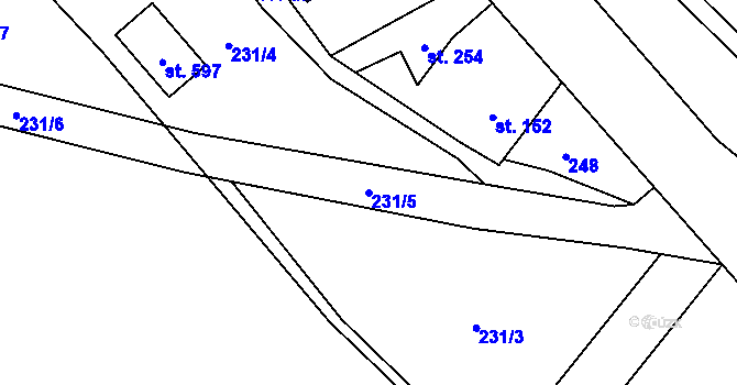 Parcela st. 231/5 v KÚ Bernartice, Katastrální mapa