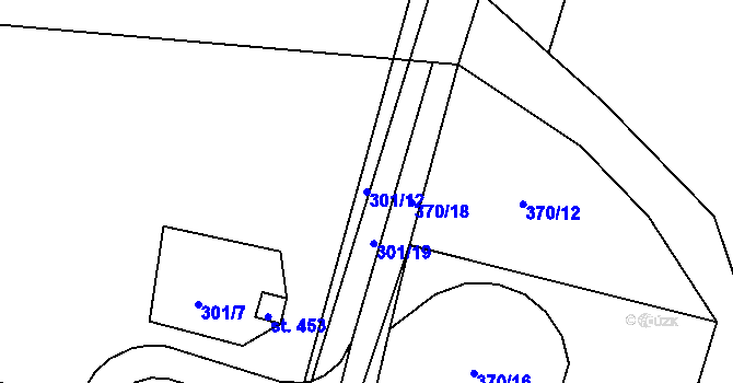 Parcela st. 301/12 v KÚ Bernartice, Katastrální mapa