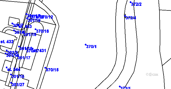 Parcela st. 370/1 v KÚ Bernartice, Katastrální mapa