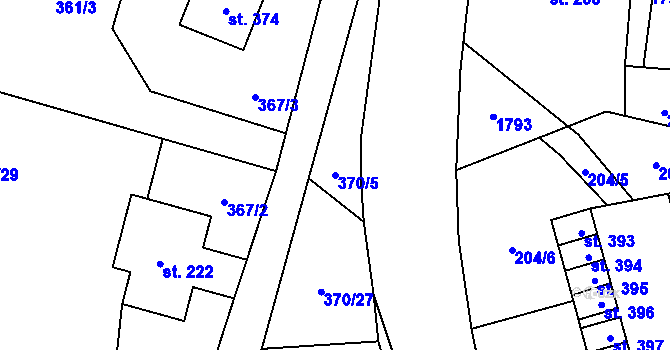 Parcela st. 370/5 v KÚ Bernartice, Katastrální mapa
