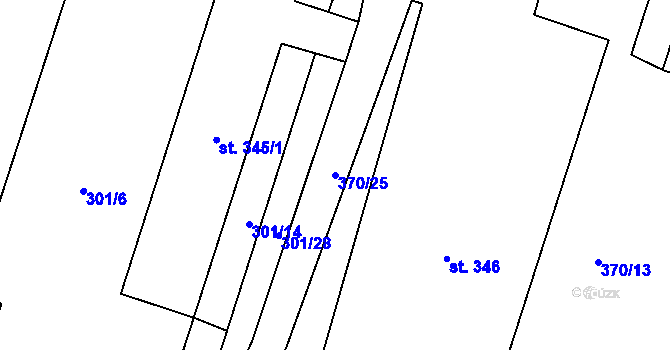 Parcela st. 370/25 v KÚ Bernartice, Katastrální mapa