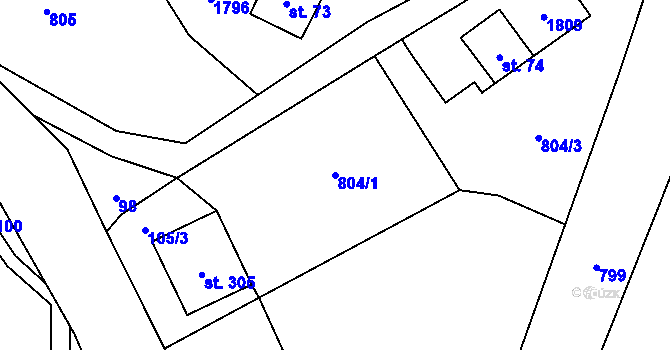 Parcela st. 804/1 v KÚ Bernartice, Katastrální mapa