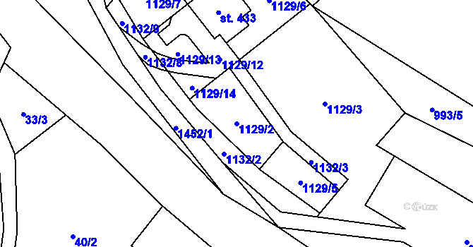 Parcela st. 1129/2 v KÚ Bernartice, Katastrální mapa