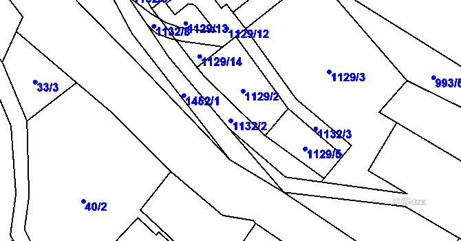 Parcela st. 1132/2 v KÚ Bernartice, Katastrální mapa