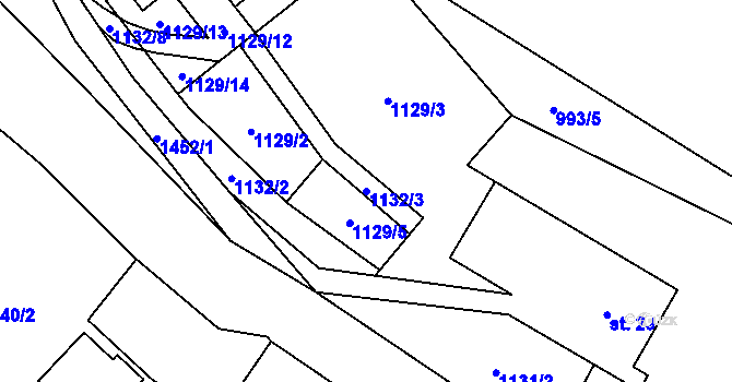 Parcela st. 1132/3 v KÚ Bernartice, Katastrální mapa