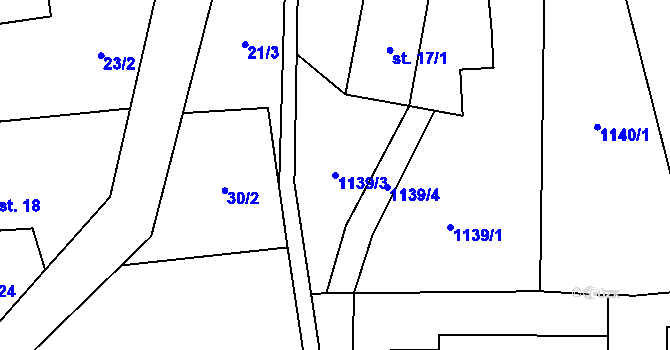 Parcela st. 1139/3 v KÚ Bernartice, Katastrální mapa