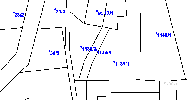 Parcela st. 1139/4 v KÚ Bernartice, Katastrální mapa