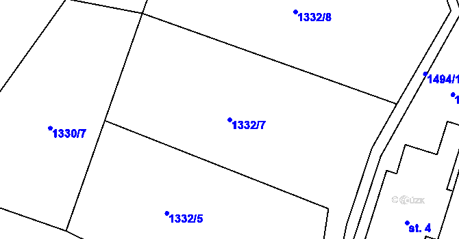 Parcela st. 1332/7 v KÚ Bernartice, Katastrální mapa