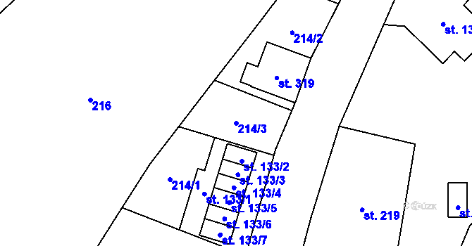 Parcela st. 214/3 v KÚ Bernartice, Katastrální mapa