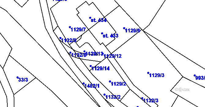 Parcela st. 1129/12 v KÚ Bernartice, Katastrální mapa